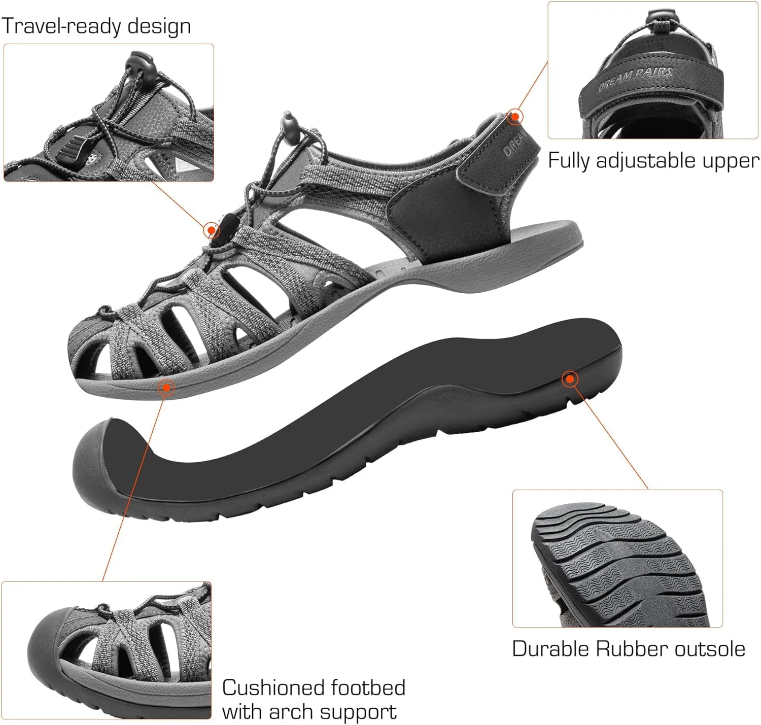 DREAM PAIRS Men's 160912-M-NEW Adventurous Summer Outdoor Sandals