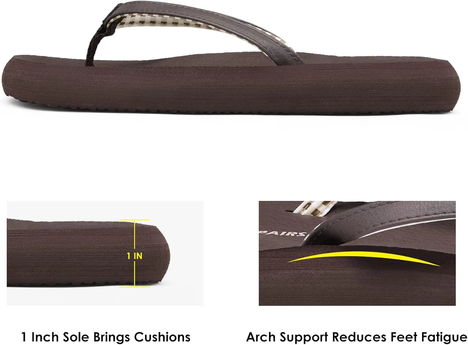 DREAM PAIRS Women's Arch Support Flip Flops Comfortable Soft Cushion Summer Beach Thong Sandals