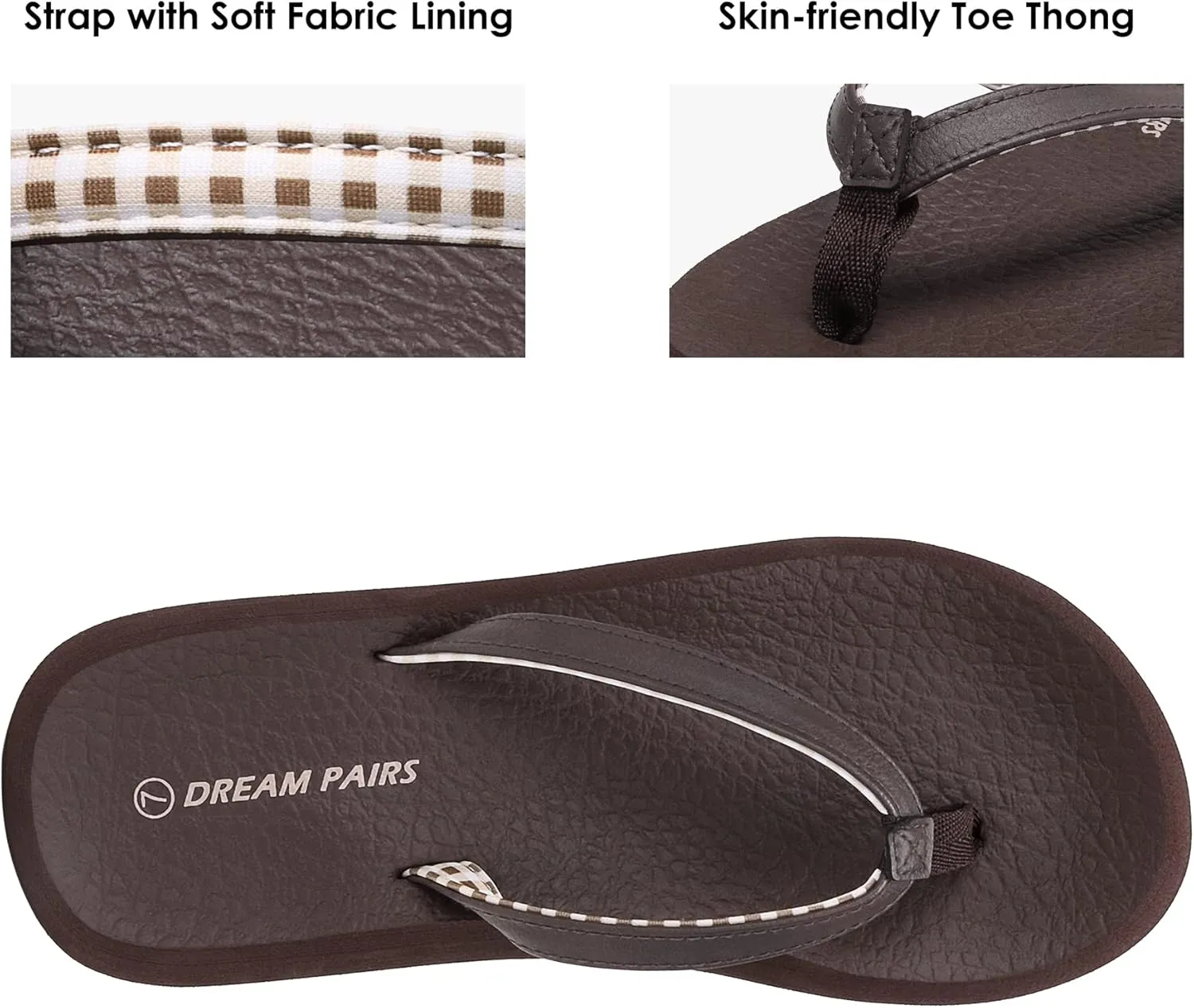DREAM PAIRS Women's Arch Support Flip Flops Comfortable Soft Cushion Summer Beach Thong Sandals