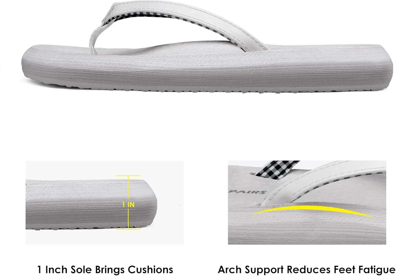 DREAM PAIRS Women's Arch Support Flip Flops Comfortable Soft Cushion Summer Beach Thong Sandals