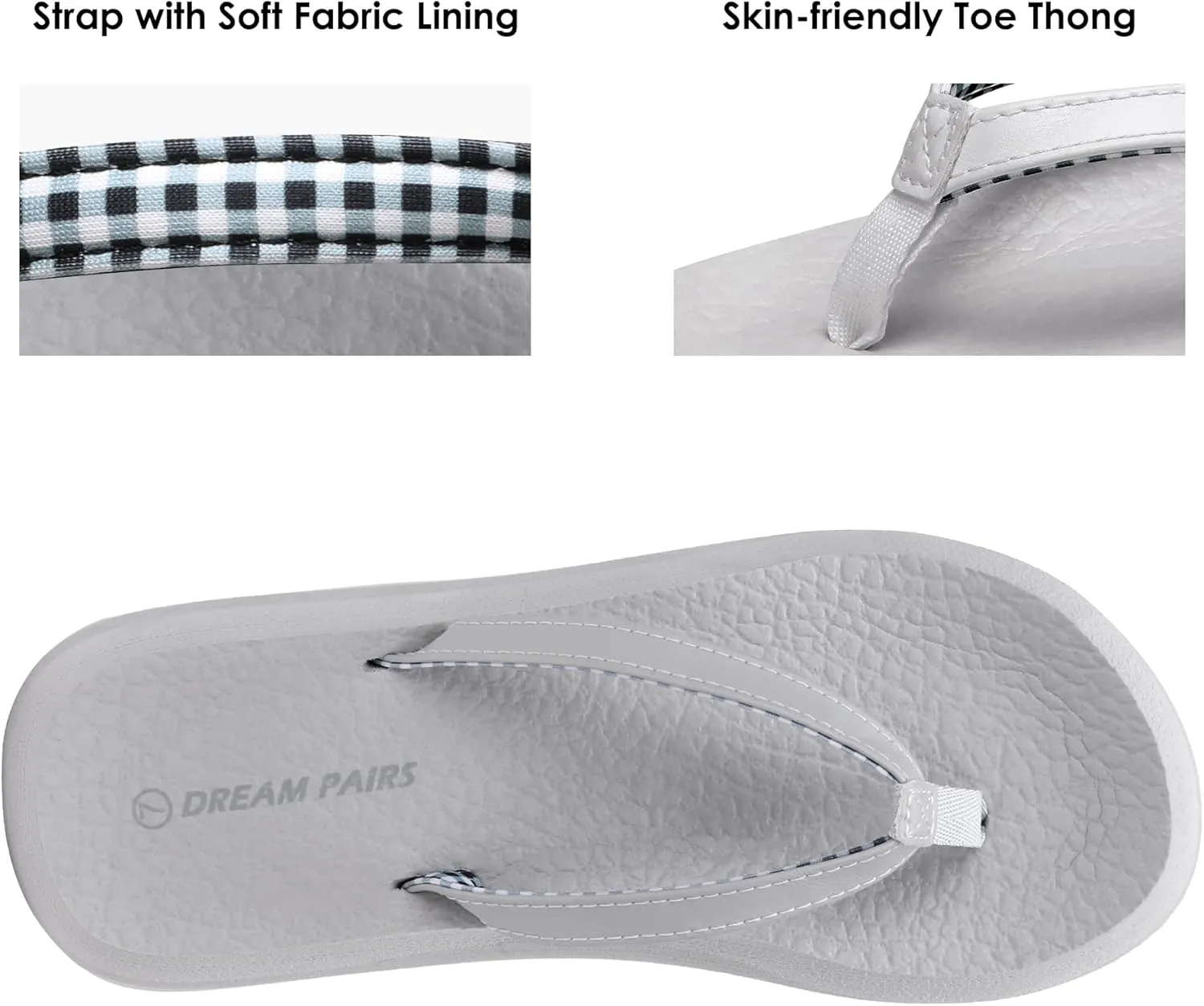 DREAM PAIRS Women's Arch Support Flip Flops Comfortable Soft Cushion Summer Beach Thong Sandals