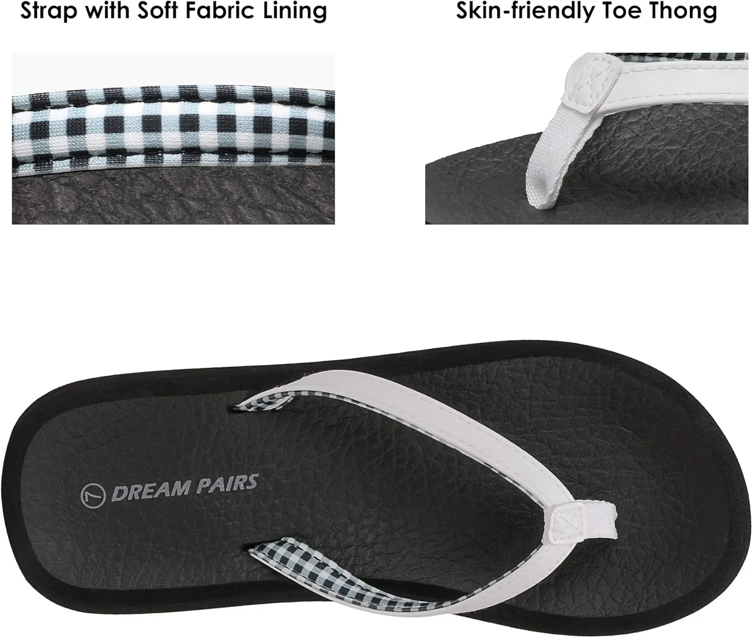 DREAM PAIRS Women's Arch Support Flip Flops Comfortable Soft Cushion Summer Beach Thong Sandals