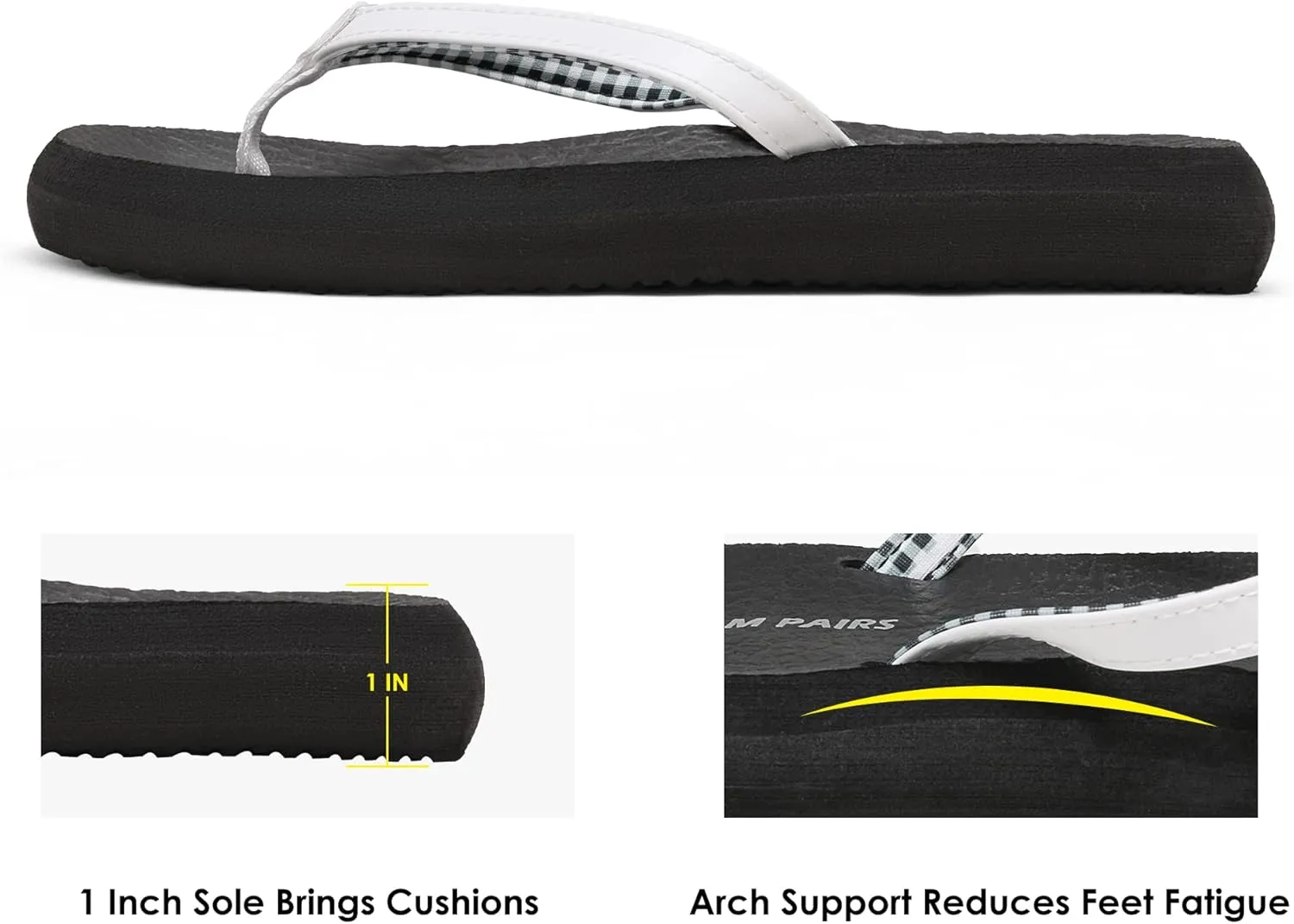 DREAM PAIRS Women's Arch Support Flip Flops Comfortable Soft Cushion Summer Beach Thong Sandals