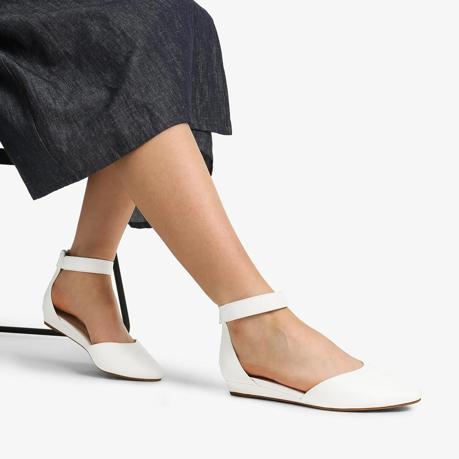 DREAM PAIRS Women's Low Wedge Ankle Strap Dress Flats Shoes