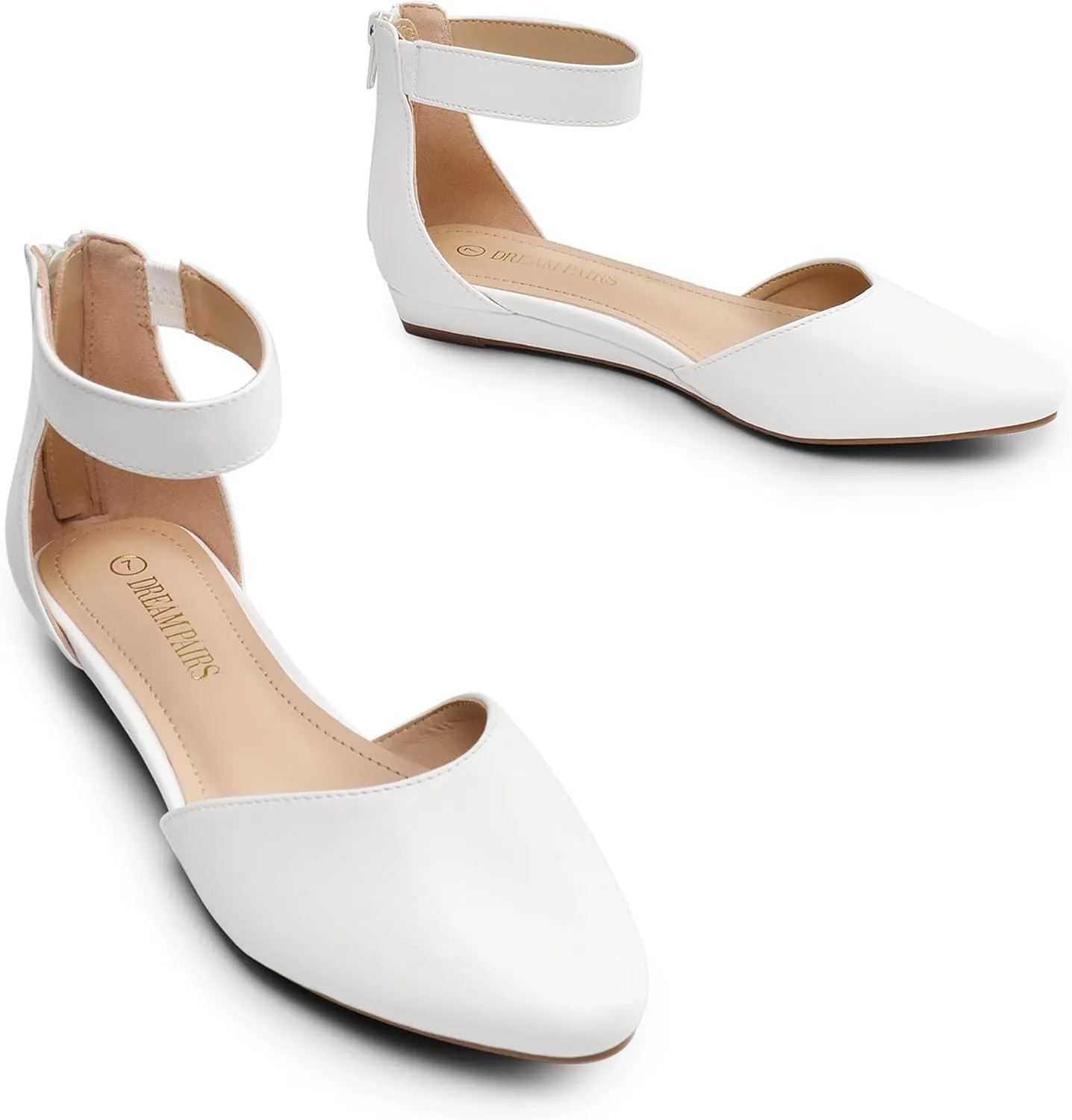 DREAM PAIRS Women's Low Wedge Ankle Strap Dress Flats Shoes