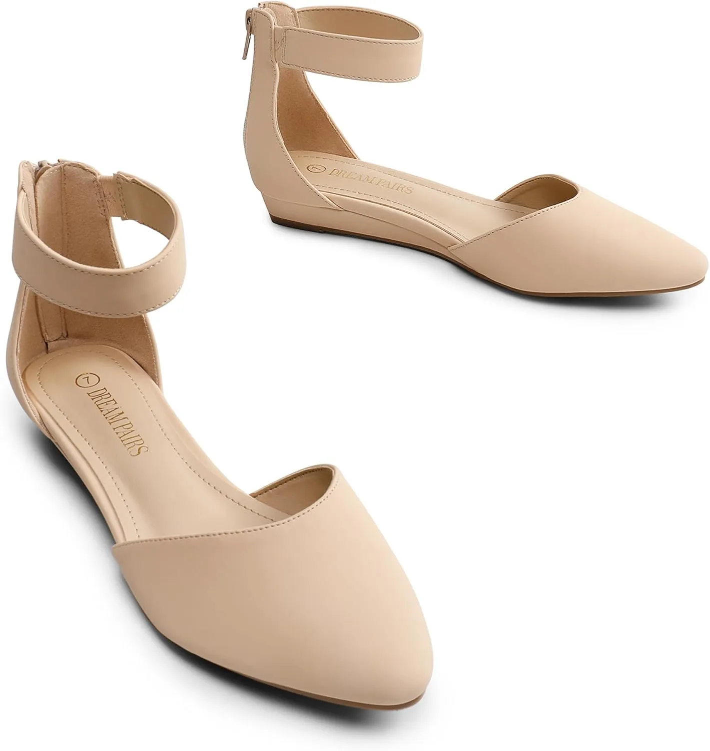 DREAM PAIRS Women's Low Wedge Ankle Strap Dress Flats Shoes