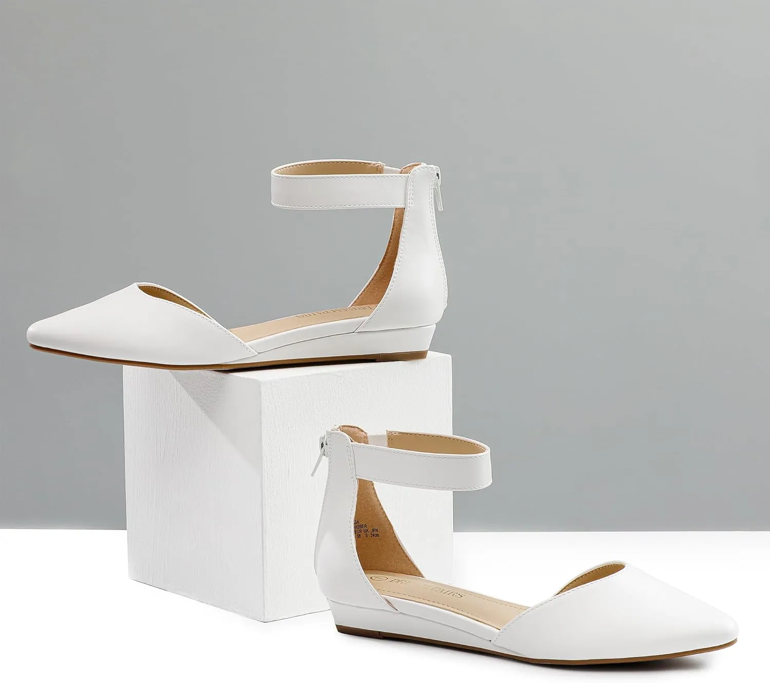 DREAM PAIRS Women's Low Wedge Ankle Strap Dress Flats Shoes