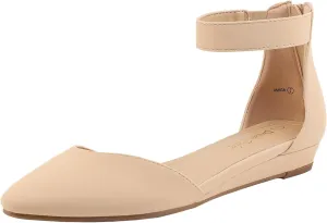 DREAM PAIRS Women's Low Wedge Ankle Strap Dress Flats Shoes