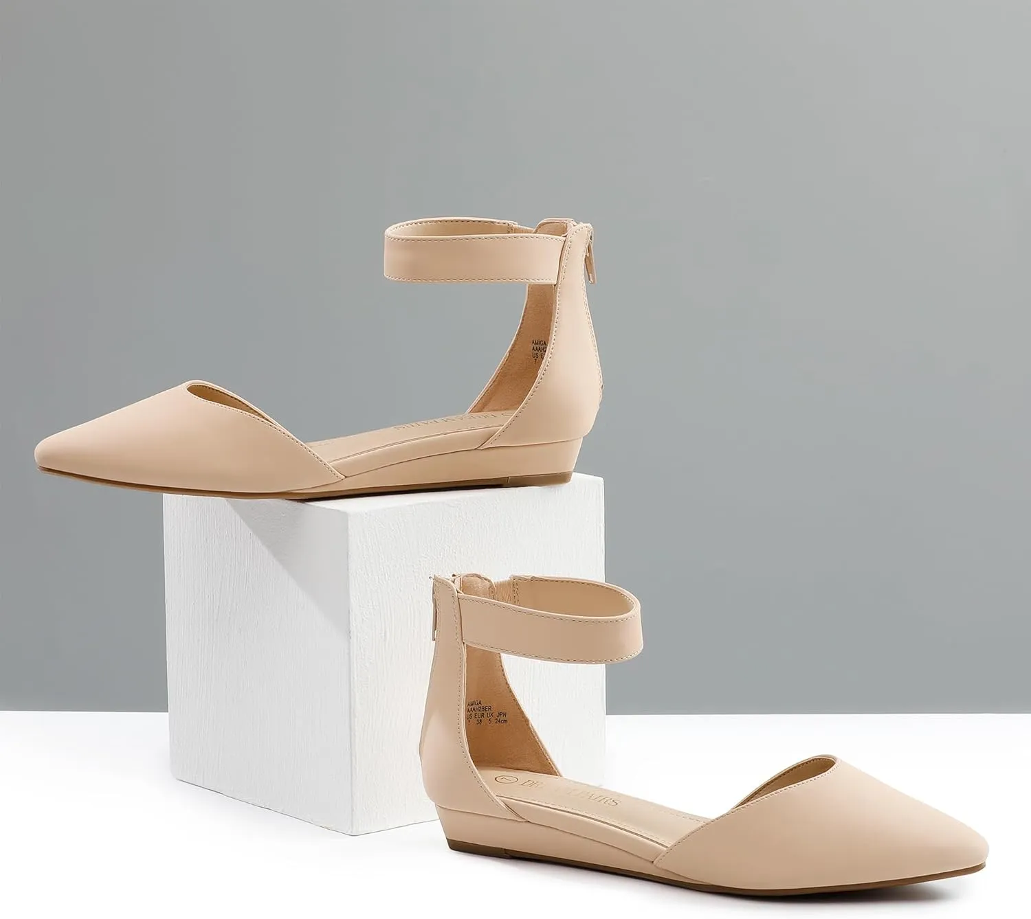 DREAM PAIRS Women's Low Wedge Ankle Strap Dress Flats Shoes
