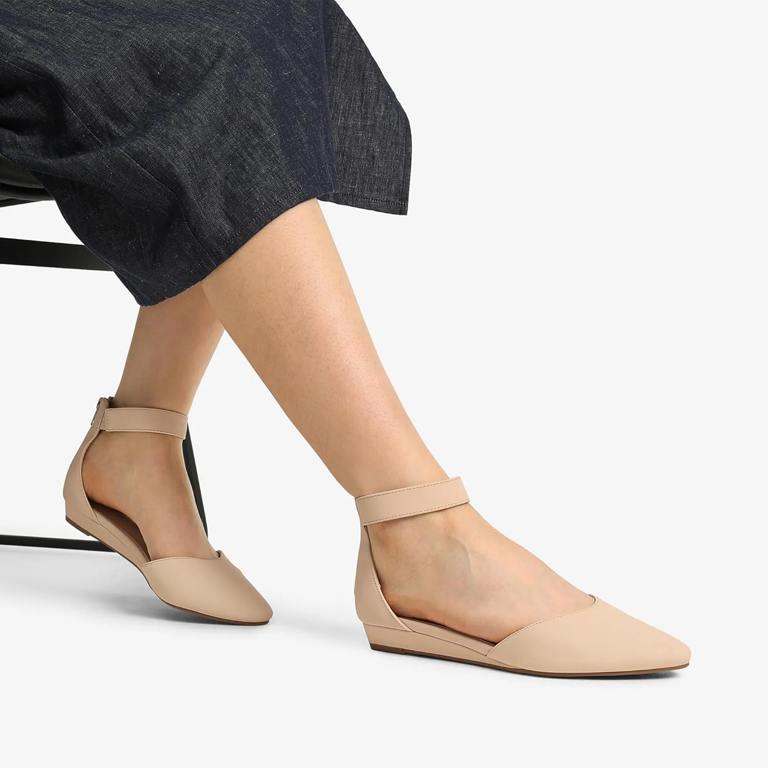 DREAM PAIRS Women's Low Wedge Ankle Strap Dress Flats Shoes
