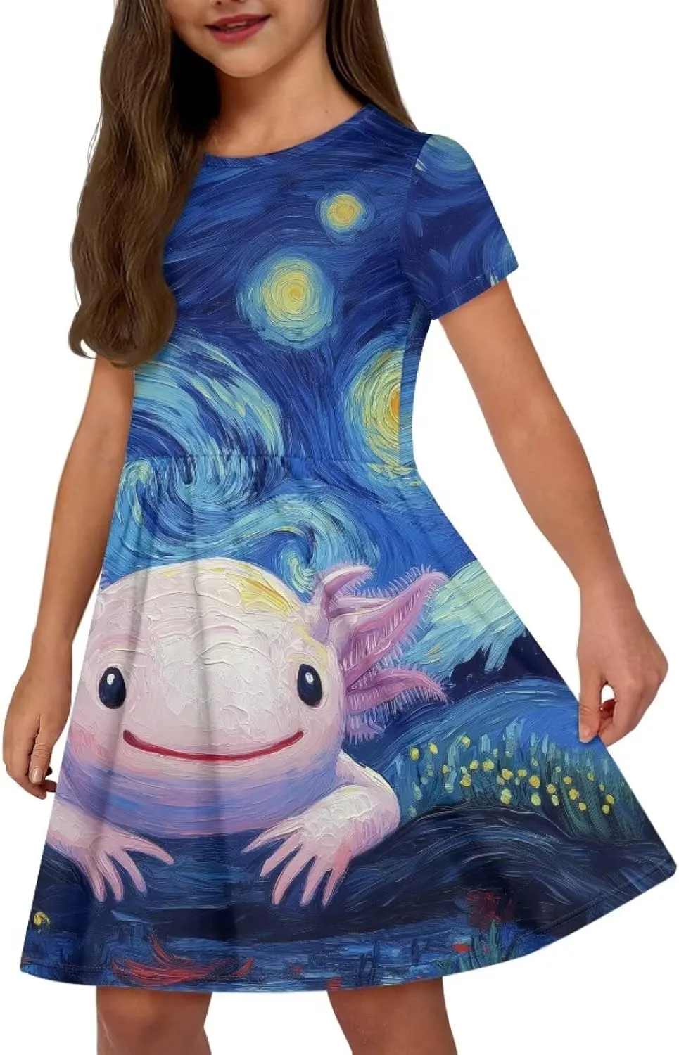 Dresses for Girls 2-14 Years Old Kids Summer Dress Casual Short Sleeve A Line Skater Dresses