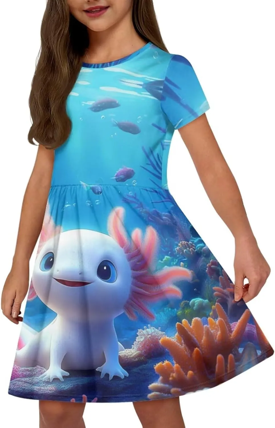 Dresses for Girls 2-14 Years Old Kids Summer Dress Casual Short Sleeve A Line Skater Dresses