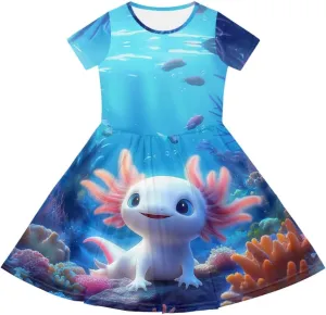 Dresses for Girls 2-14 Years Old Kids Summer Dress Casual Short Sleeve A Line Skater Dresses