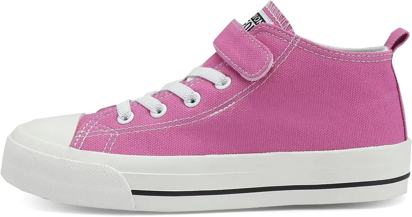 DSWED Toddler Little Kid Sneakers Boys and Girls Canvas Shoes High Top Casual Lightweight Classic Adjustable Strap Sneakers