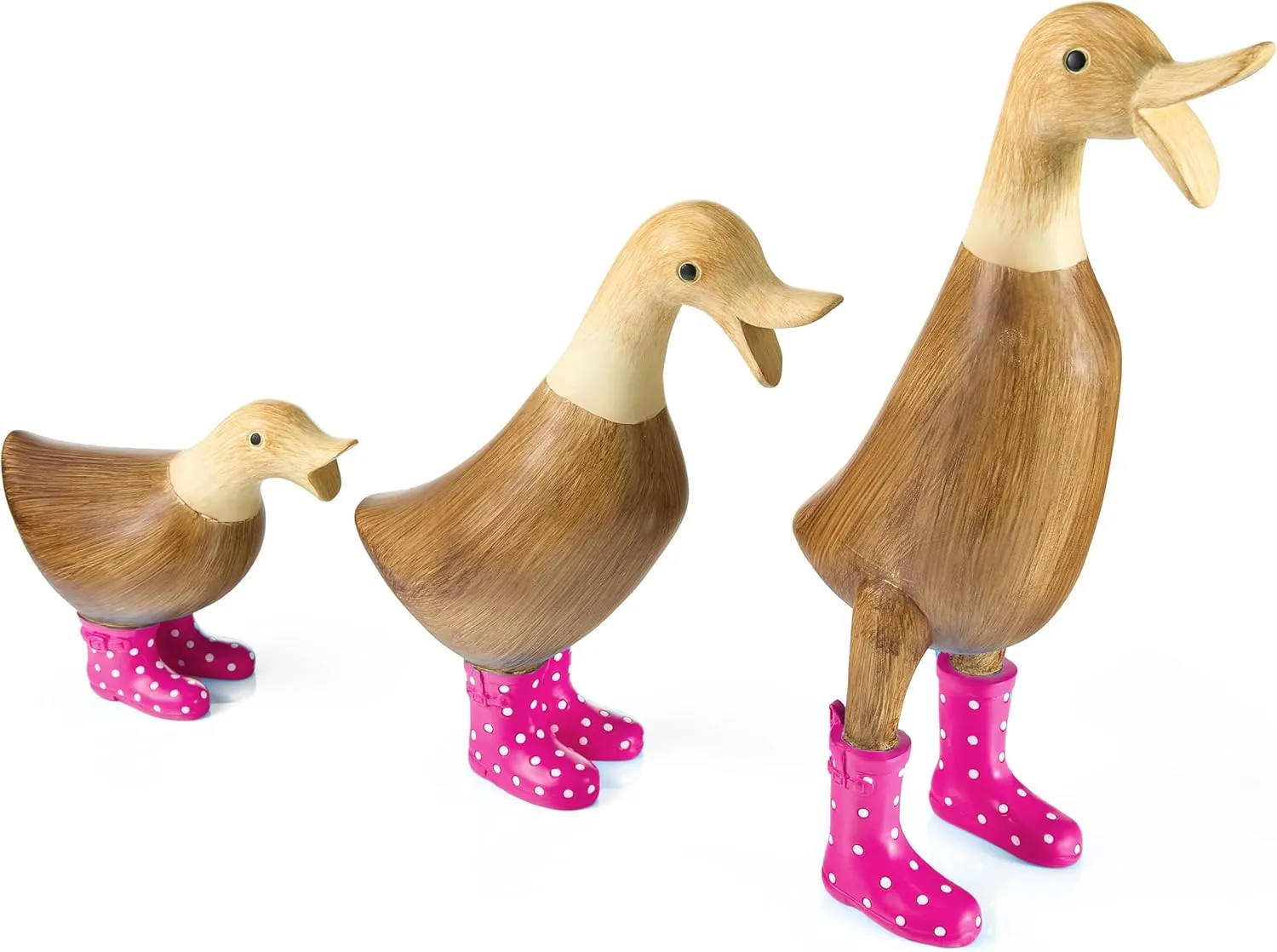Duck with Boots, Yard Decorations Yard Art Garden Puddle Ducks with Spotted Wellies Rainboots - Single - Garden Decor Statues, Figurine Statue - Waterproof Indoor & Outdoor Lawn Gnome (Pink Set)