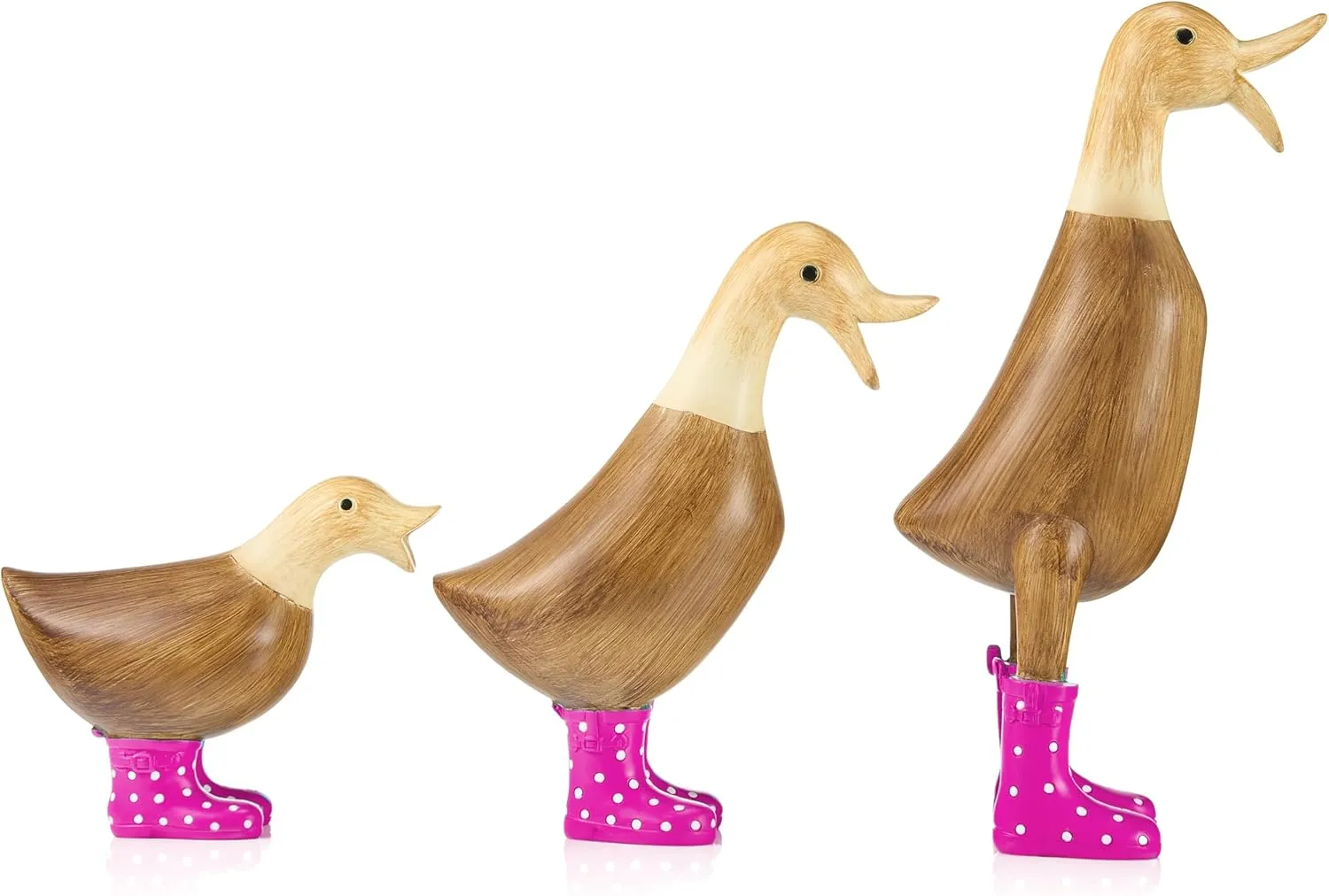 Duck with Boots, Yard Decorations Yard Art Garden Puddle Ducks with Spotted Wellies Rainboots - Single - Garden Decor Statues, Figurine Statue - Waterproof Indoor & Outdoor Lawn Gnome (Pink Set)