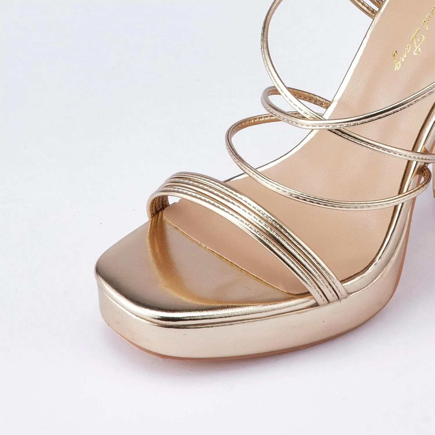 Elisabet Tang Women's Strappy Heeled Sandals, 5 inch Platform Heels Chunky Lace up High Heels Open Toe Party Shoes