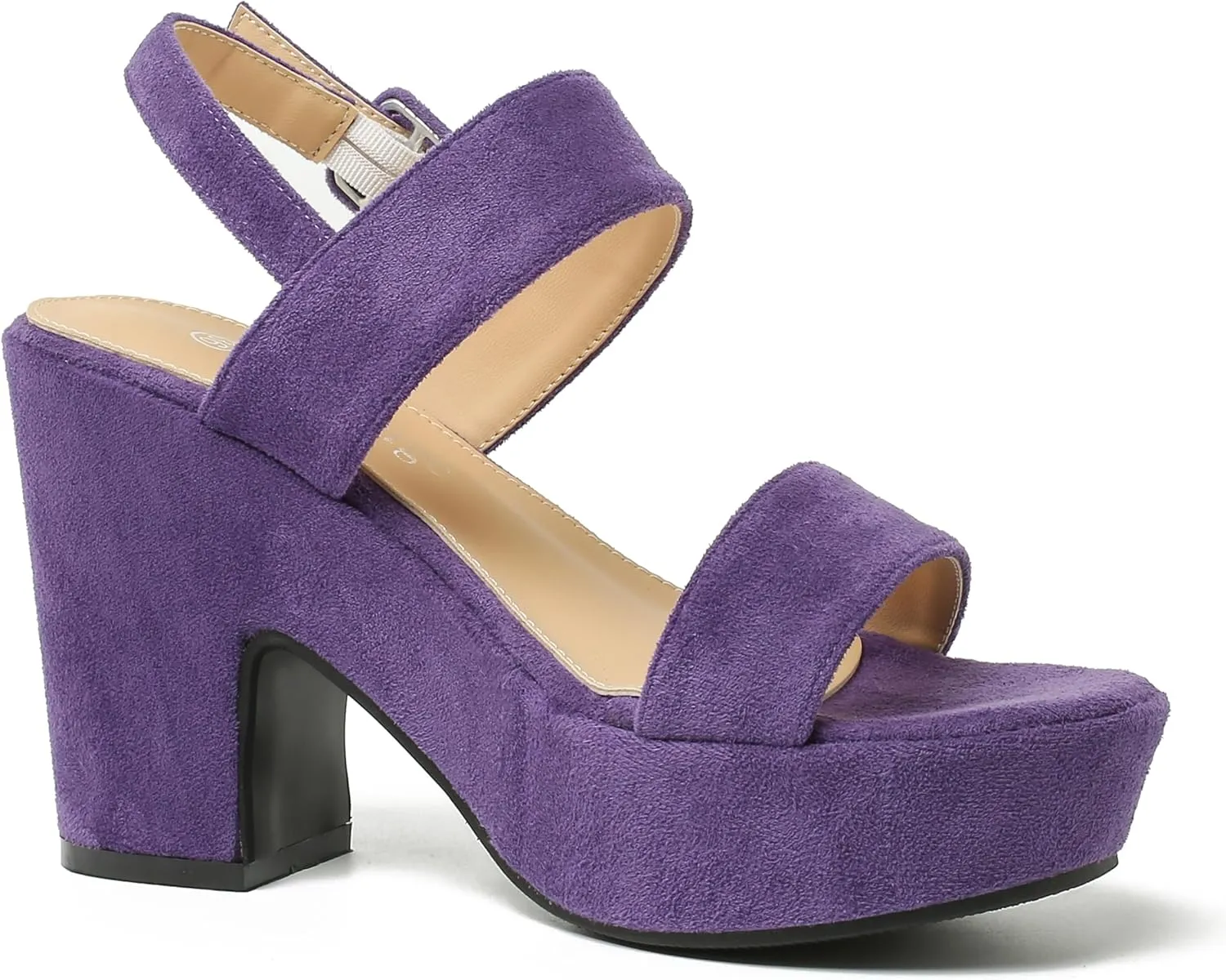 Enelauge Women's Platform Heels Sandals Block Chunky High Heeled Suede Wedges Sandal Open toe Ankle Strap Wedding Party Dress Pumps