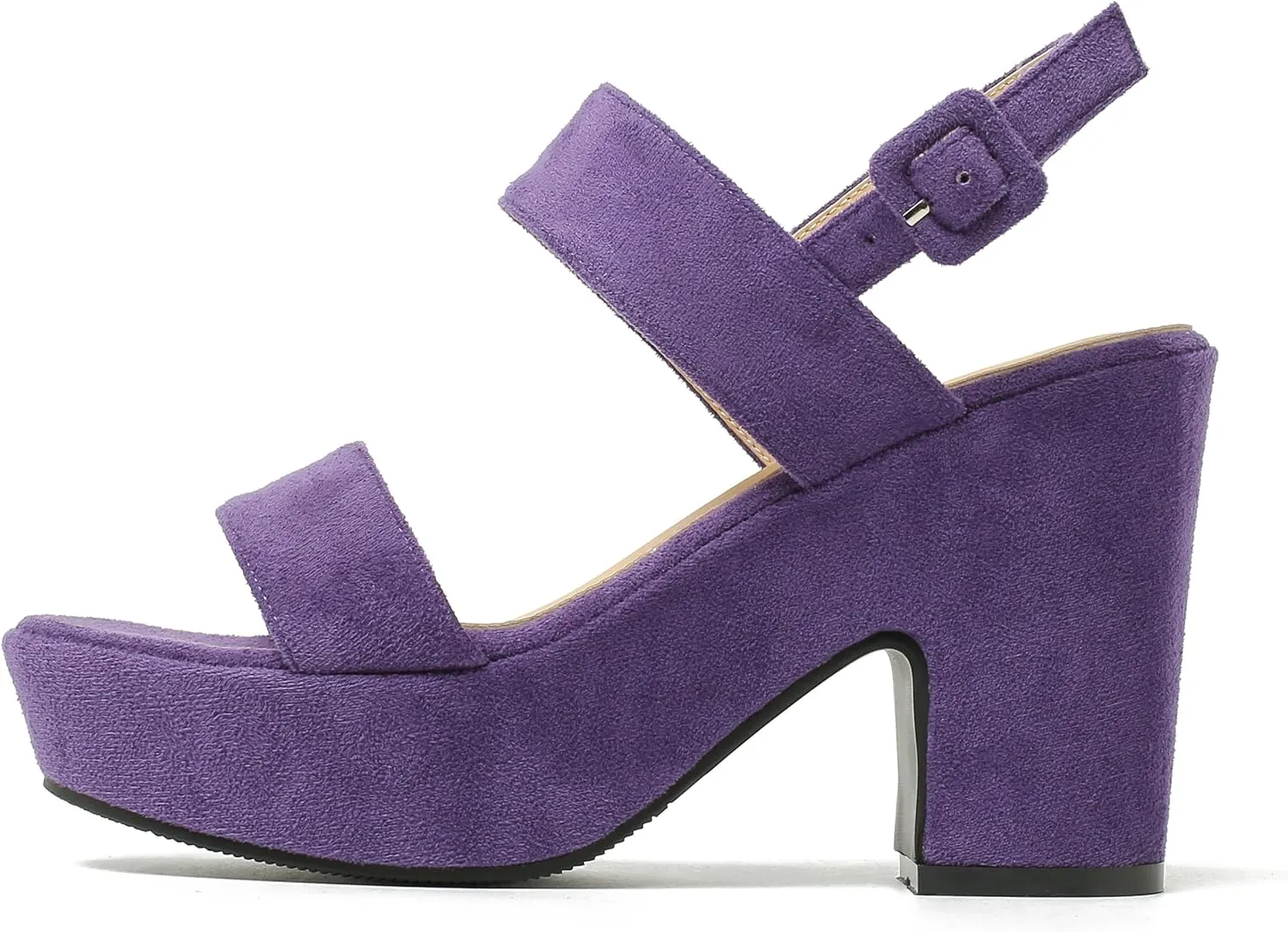 Enelauge Women's Platform Heels Sandals Block Chunky High Heeled Suede Wedges Sandal Open toe Ankle Strap Wedding Party Dress Pumps