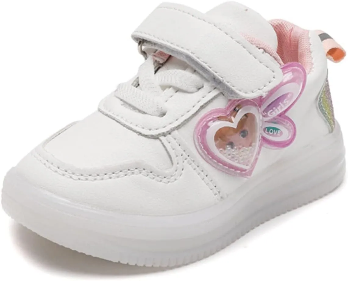 EnJoCho Girls Comfortable Shoes Princess Shoes Cartoon LED Lights Small And Medium Girls Fashion Board Shoes Children