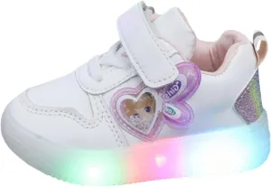 EnJoCho Girls Comfortable Shoes Princess Shoes Cartoon LED Lights Small And Medium Girls Fashion Board Shoes Children
