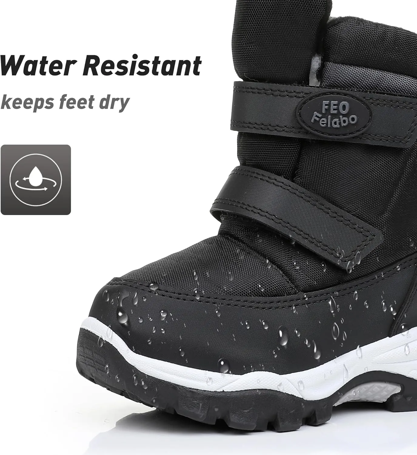 Felabo Toddler Snow Boots for Boys Girls Water Resistant Warm Winter Boots with Non Slip Sole Easy On Side Zipper Closure (Toddler/Little Kid)