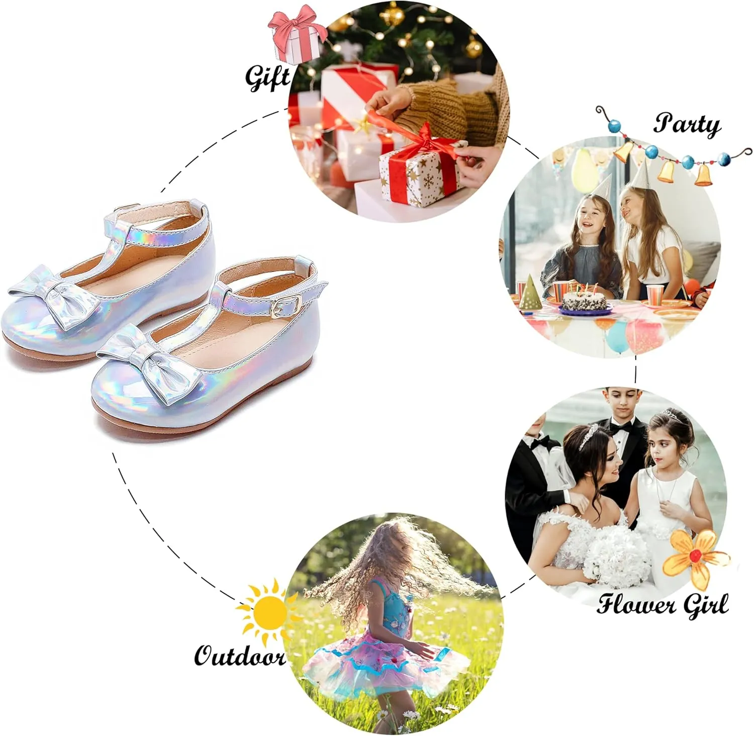 Felix & Flora Toddler Flower Girl Dress Shoes - Baby Girl Ballet Mary Jane Flats for Party School Wedding