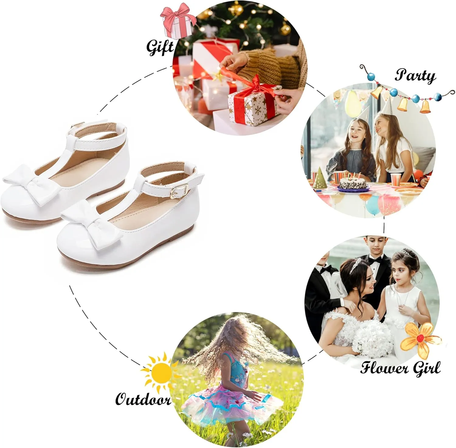 Felix & Flora Toddler Flower Girl Dress Shoes - Baby Girl Ballet Mary Jane Flats for Party School Wedding