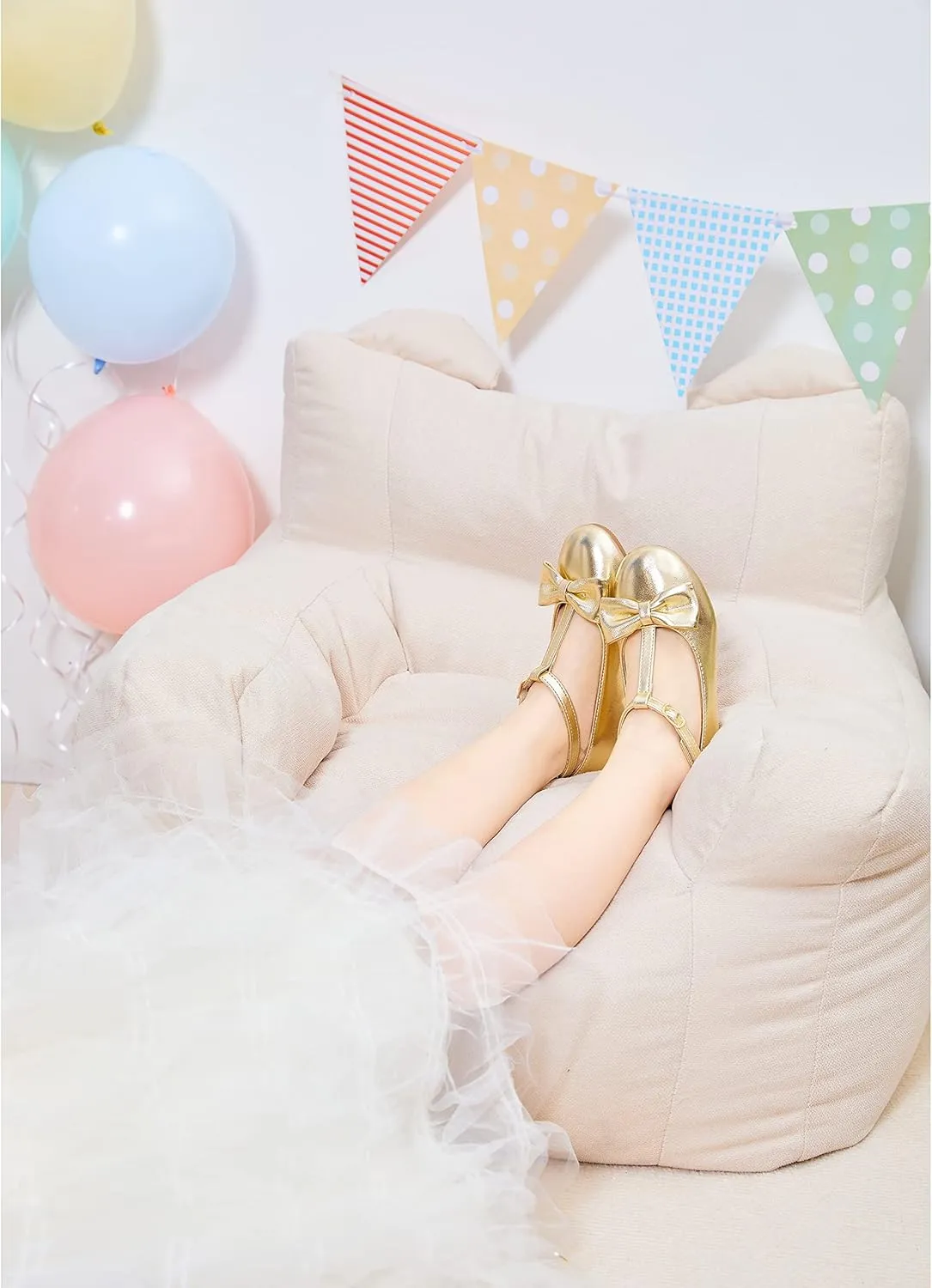 Felix & Flora Toddler Flower Girl Dress Shoes - Baby Girl Ballet Mary Jane Flats for Party School Wedding
