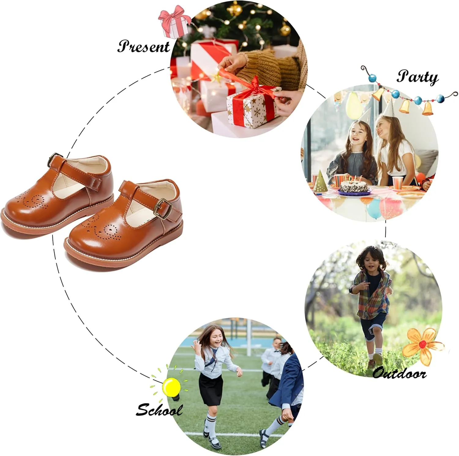 Felix & Flora Toddler Girl Mary Jane Dress Shoes - School Oxford Flats for Girl Party Shoes.