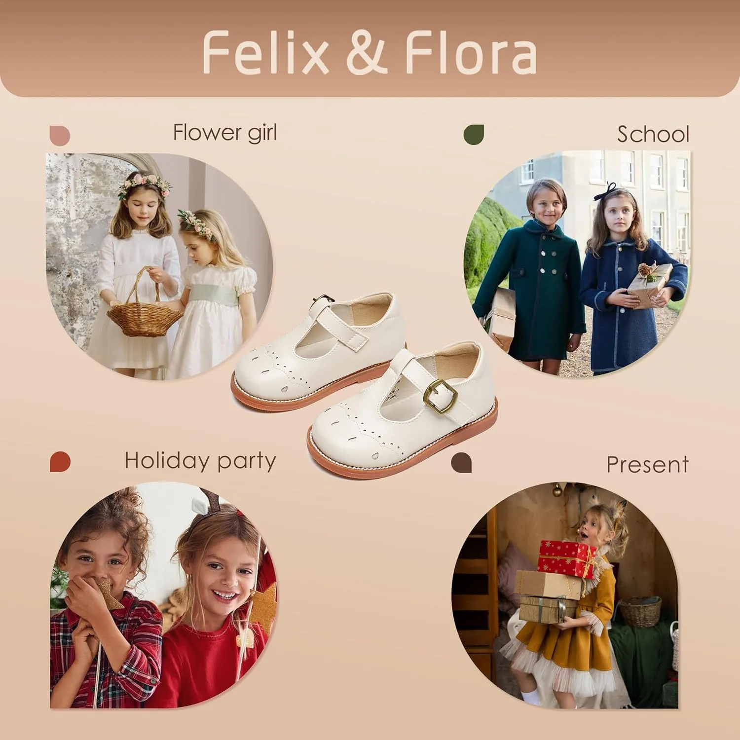 Felix & Flora Toddler Girl Mary Jane Dress Shoes - School Oxford Flats for Girl Party Shoes.