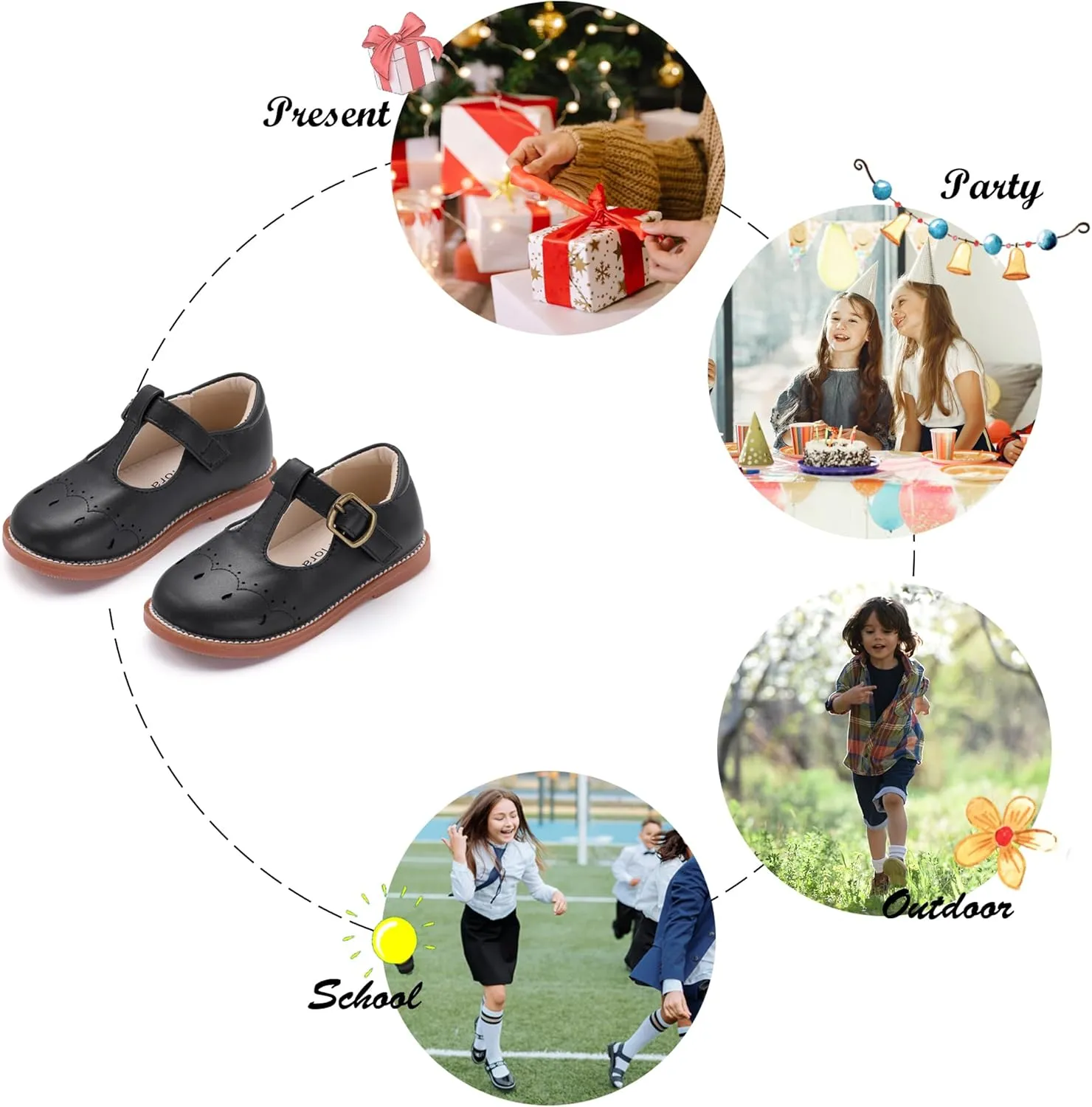 Felix & Flora Toddler Girl Mary Jane Dress Shoes - School Oxford Flats for Girl Party Shoes.