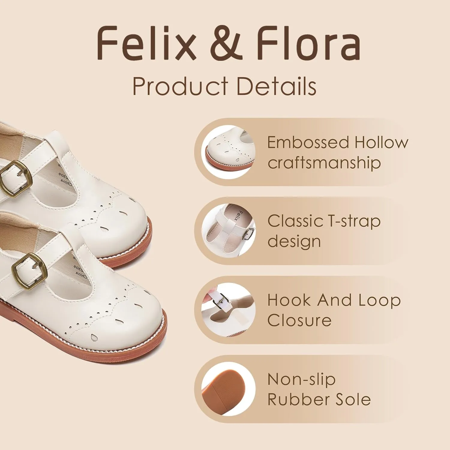 Felix & Flora Toddler Girl Mary Jane Dress Shoes - School Oxford Flats for Girl Party Shoes.