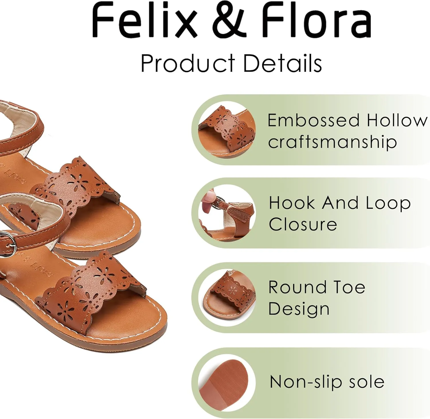 Felix & Flora Toddler Girl Sandals - Little Girl Easter Summer Dress Shoes Lightweight Open Toe Beach Holiday.