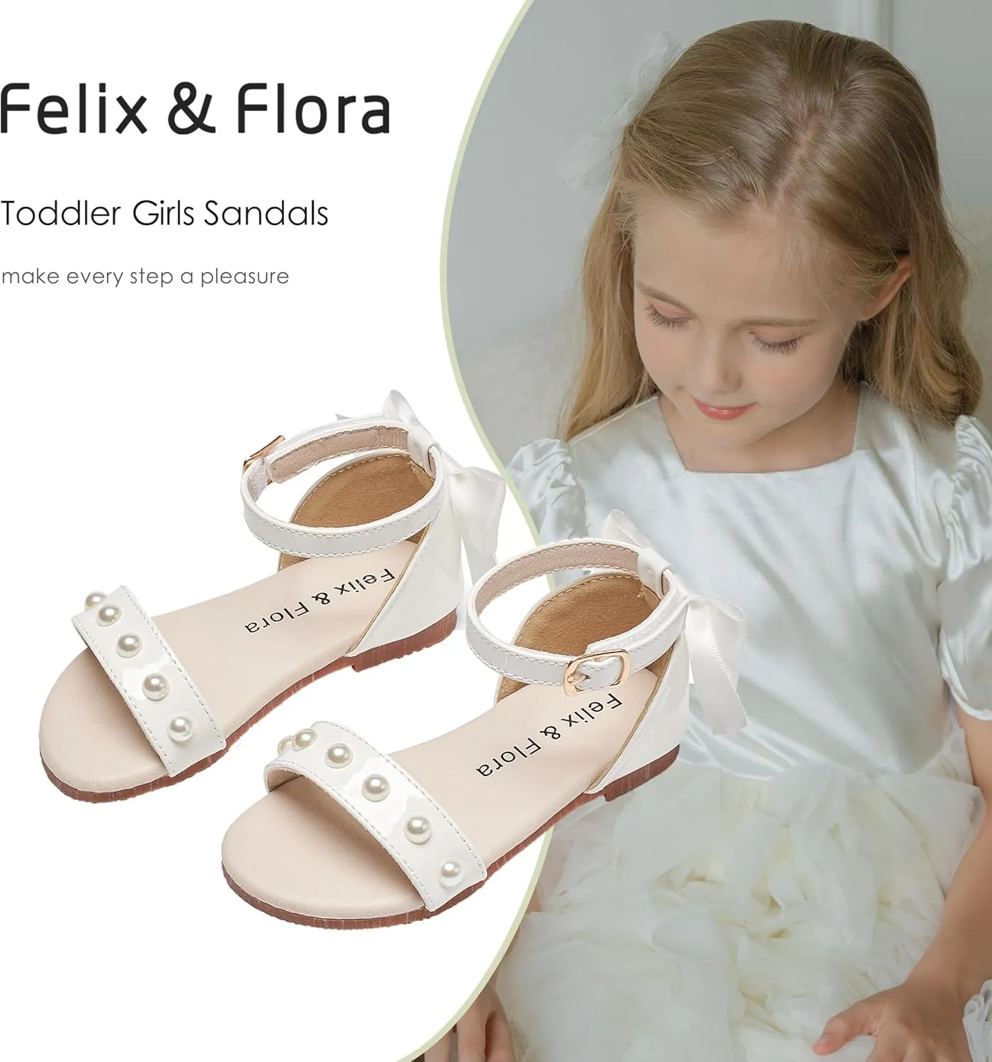 Felix & Flora Toddler Girl Sandals Open Toe Summer Flower Girl Dress Shoes