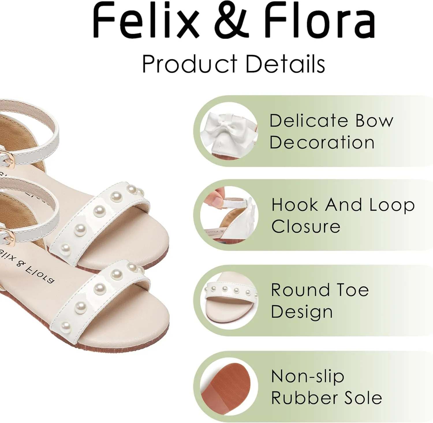 Felix & Flora Toddler Girl Sandals Open Toe Summer Flower Girl Dress Shoes