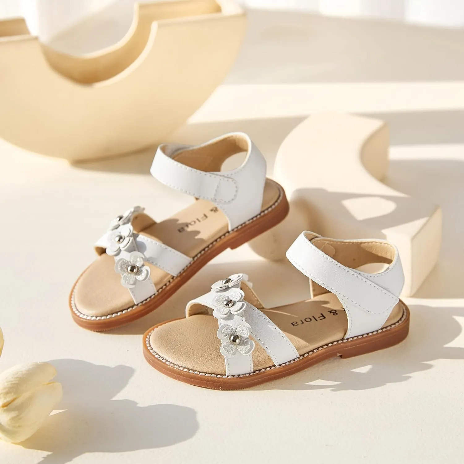 Felix & Flora Toddler Girls Sandals Soft Rubber Flats Summer Baby Flower Girl Shoes.