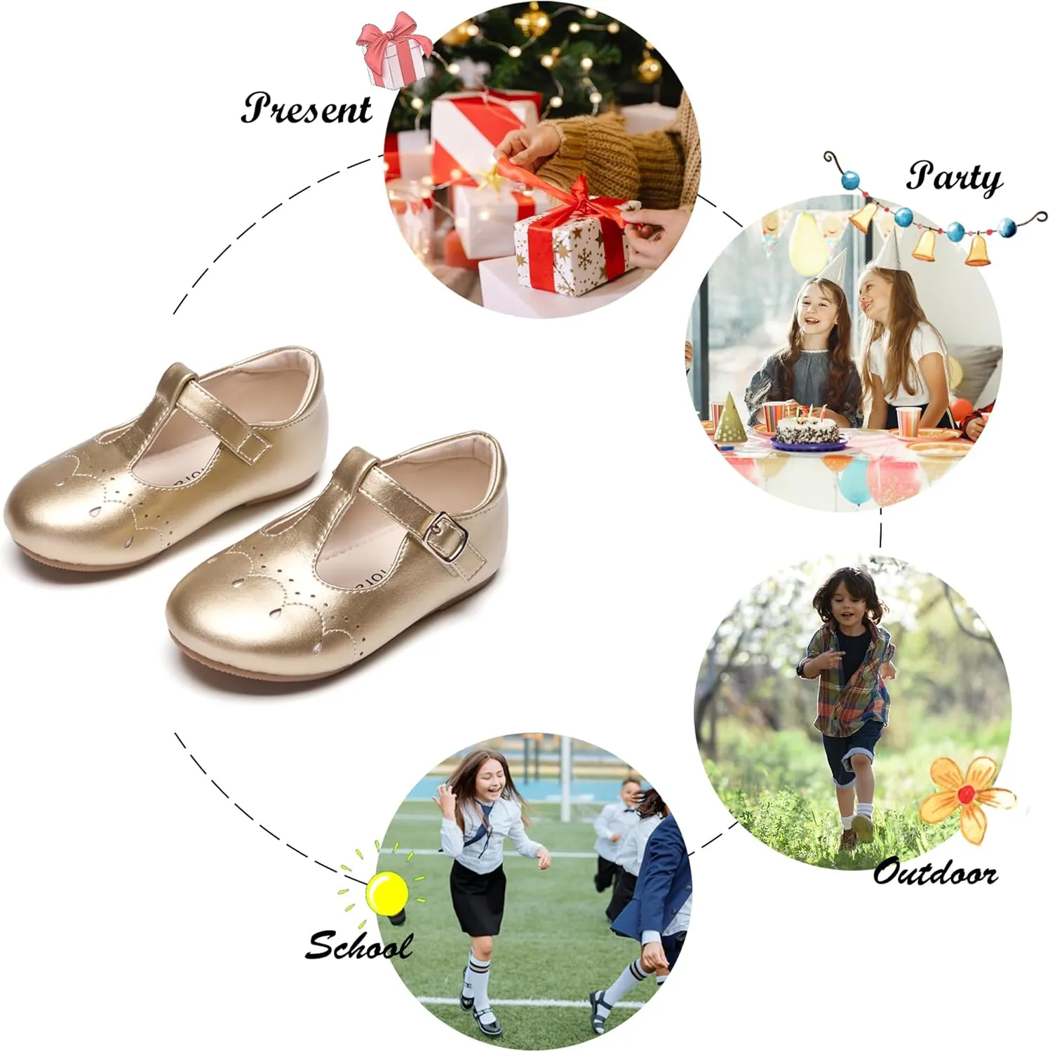 Felix & Flora Toddler Little Girl Flat Oxfords Dress Shoes - Mary Jane Princess for Girl Party School Shoes.