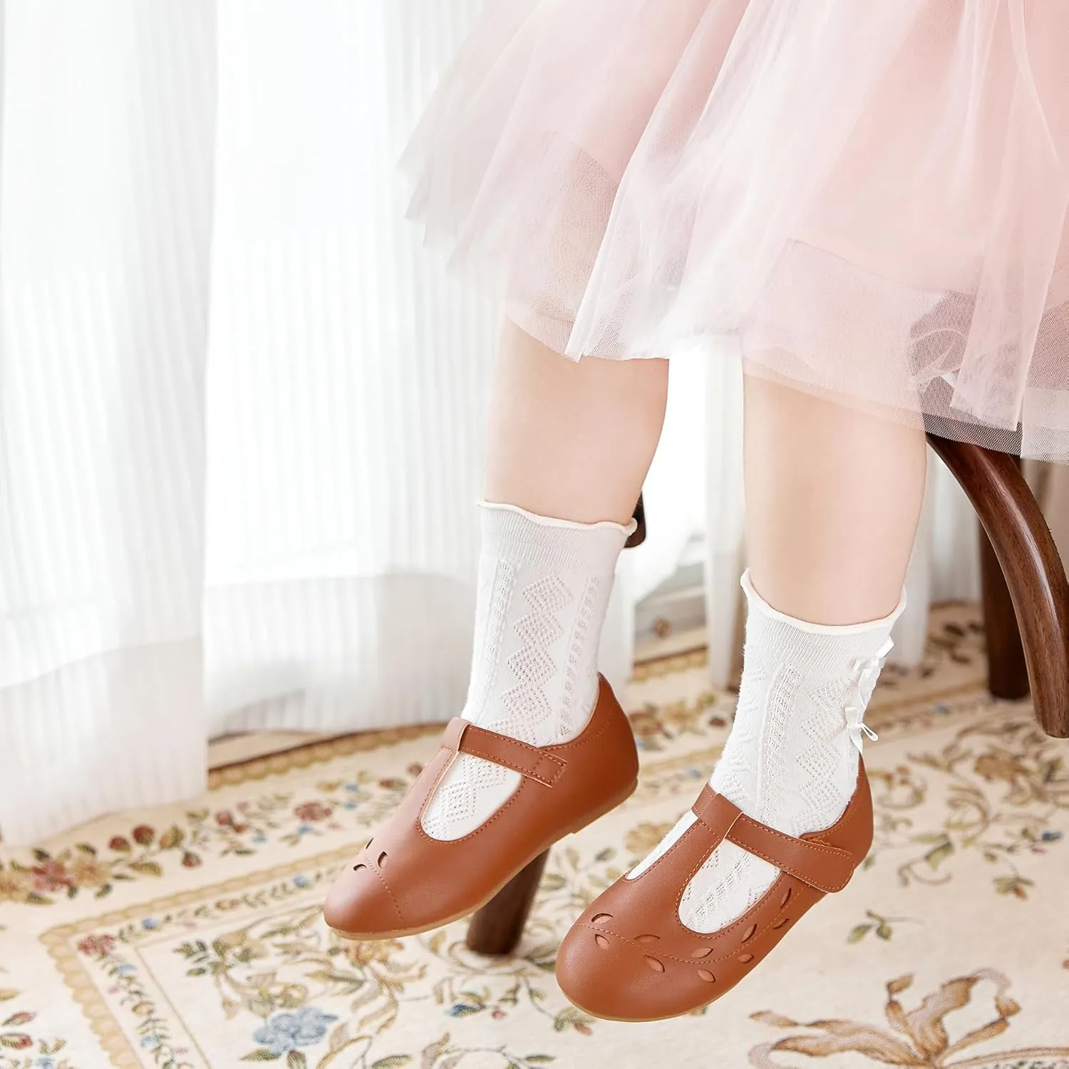 Felix & Flora Toddler Little Girl Flat Oxfords Dress Shoes - Mary Jane Princess for Girl Party School Shoes.