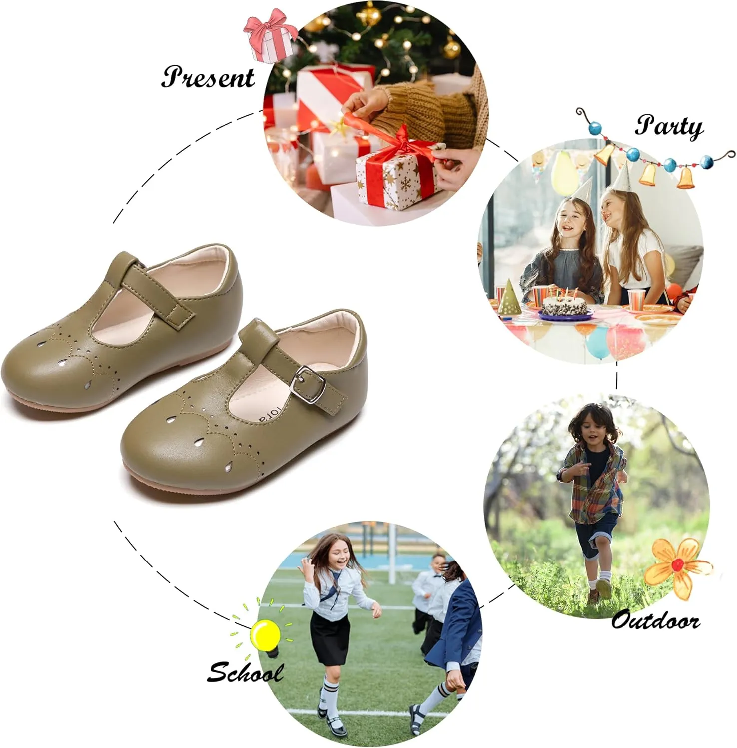 Felix & Flora Toddler Little Girl Flat Oxfords Dress Shoes - Mary Jane Princess for Girl Party School Shoes.