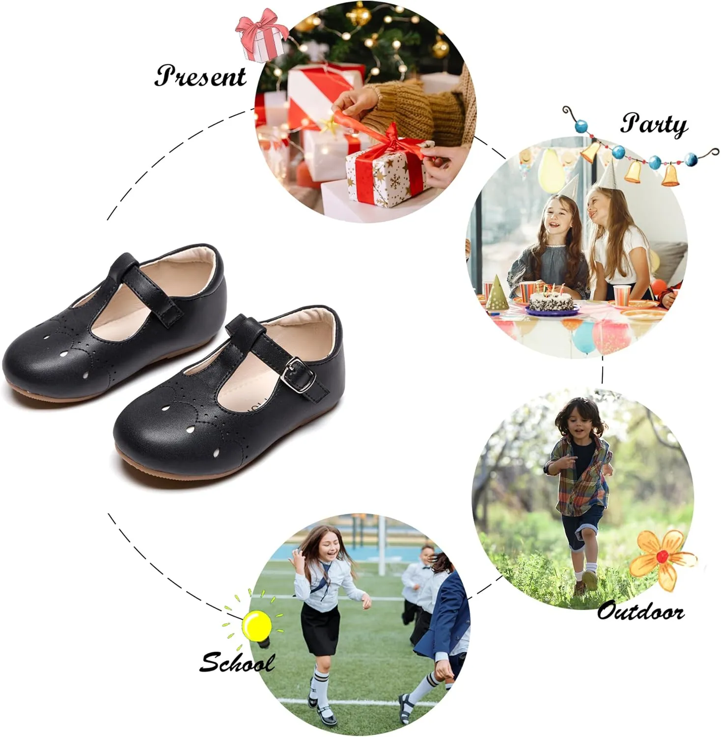 Felix & Flora Toddler Little Girl Flat Oxfords Dress Shoes - Mary Jane Princess for Girl Party School Shoes.