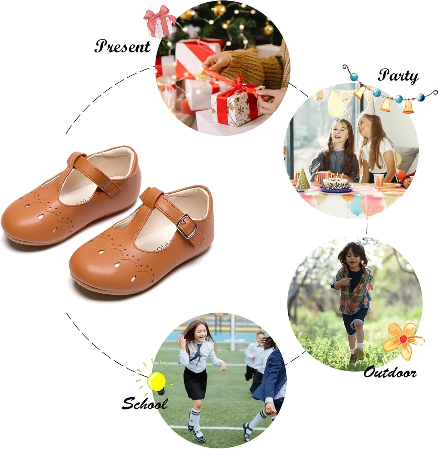 Felix & Flora Toddler Little Girl Flat Oxfords Dress Shoes - Mary Jane Princess for Girl Party School Shoes.