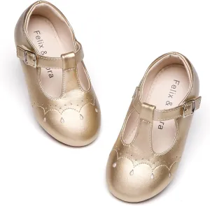 Felix & Flora Toddler Little Girl Flat Oxfords Dress Shoes - Mary Jane Princess for Girl Party School Shoes.