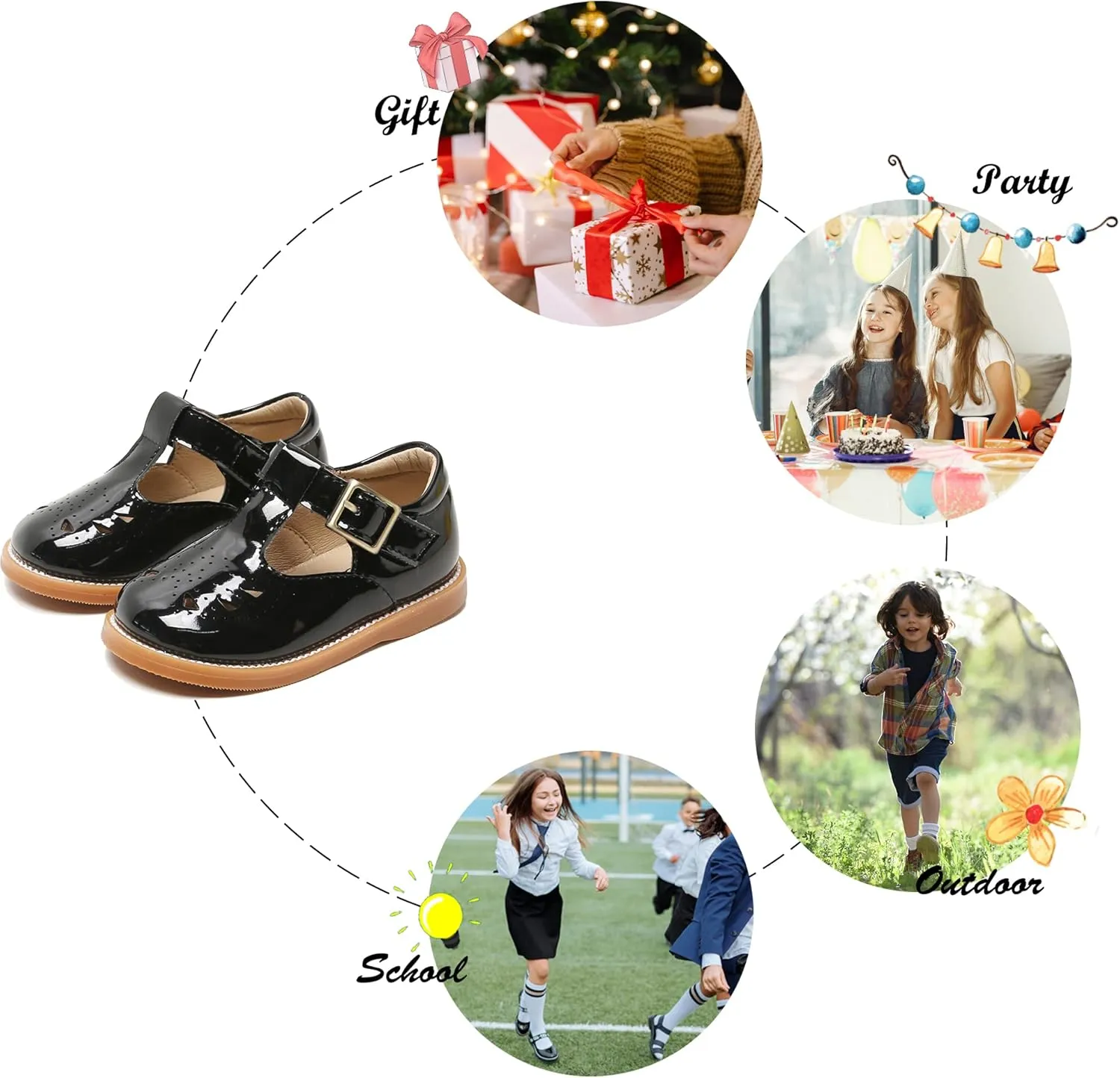 Felix & Flora Toddler Little Girl Mary Jane Dress Shoes - Ballet Flats for Easter Flower Girl Party School Shoes.
