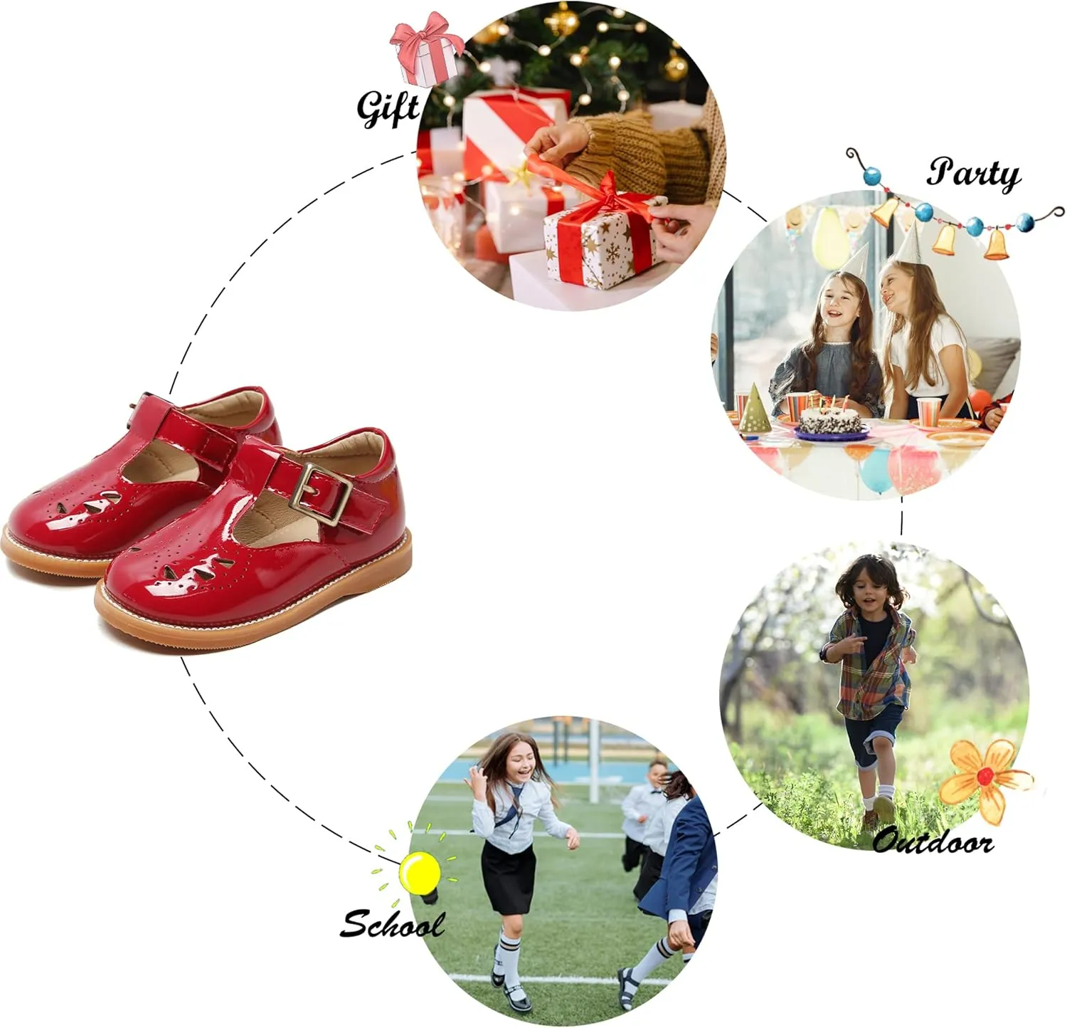 Felix & Flora Toddler Little Girl Mary Jane Dress Shoes - Ballet Flats for Easter Flower Girl Party School Shoes.