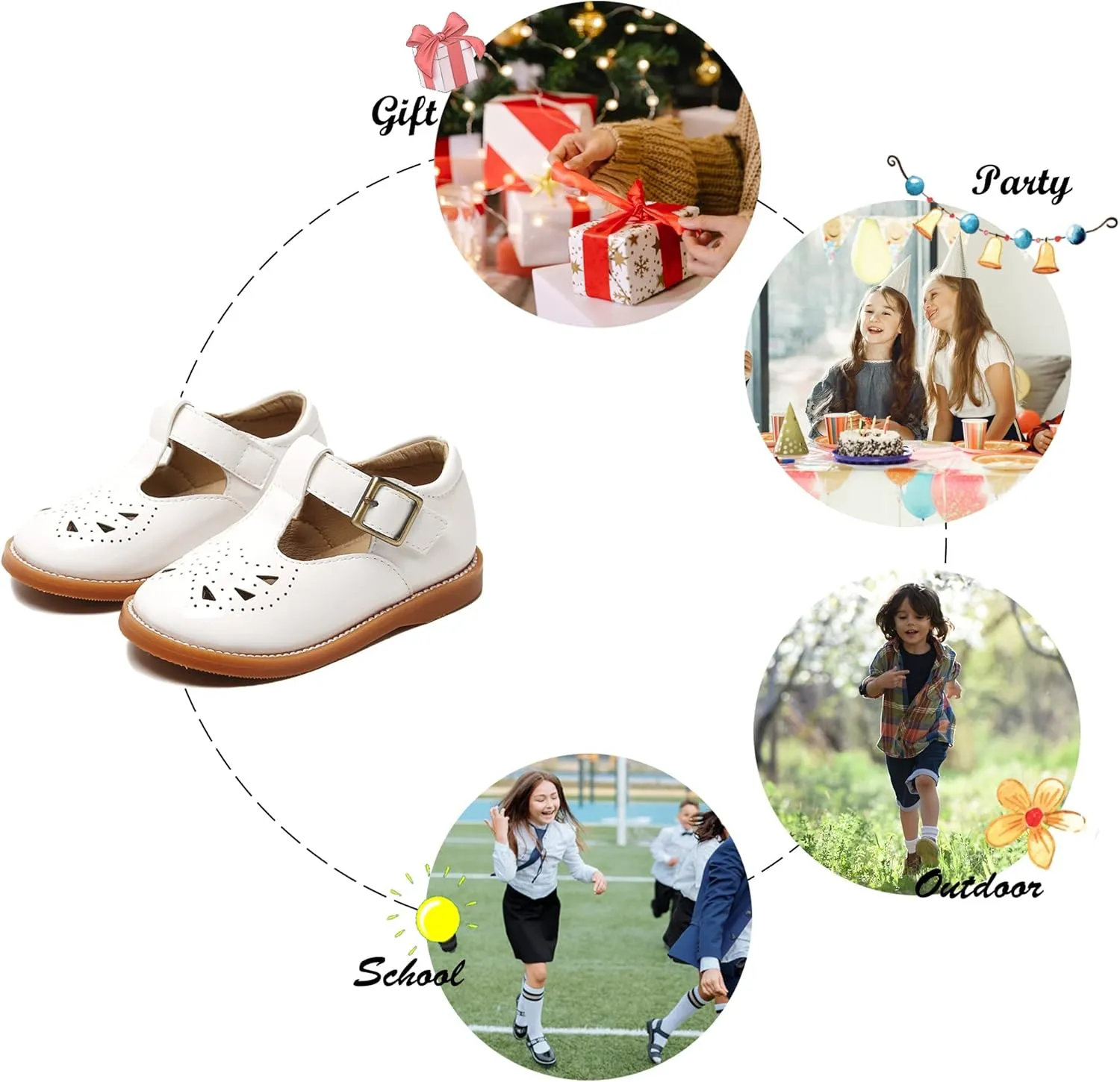 Felix & Flora Toddler Little Girl Mary Jane Dress Shoes - Ballet Flats for Easter Flower Girl Party School Shoes.