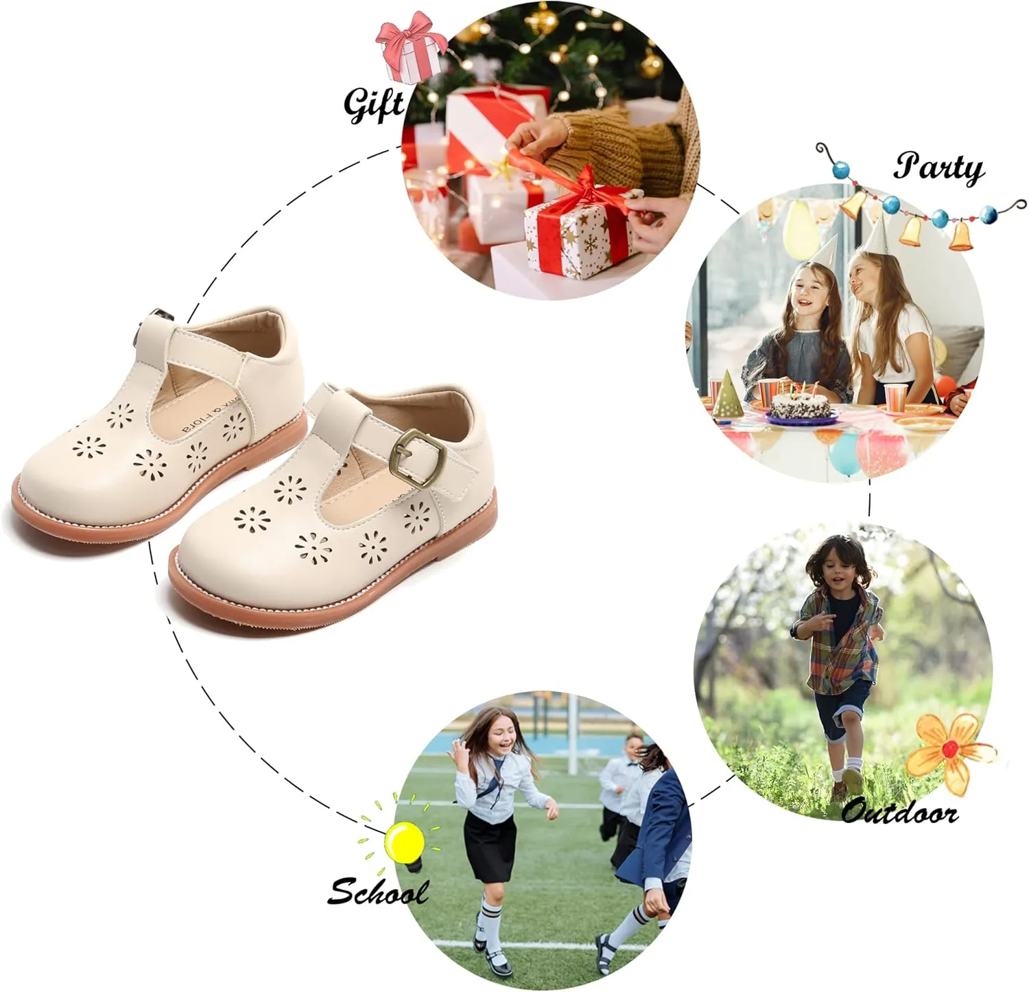 Felix & Flora Toddler Little Girl Mary Jane Dress Shoes - Ballet Flats for Girl Party School Shoes