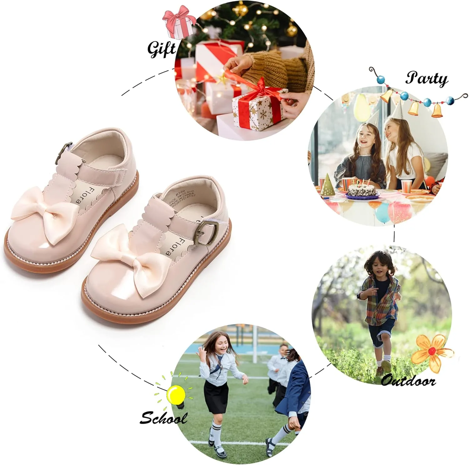 Felix & Flora Toddler Little Girl Mary Jane Dress Shoes - Ballet Flats for Girl Party School Shoes
