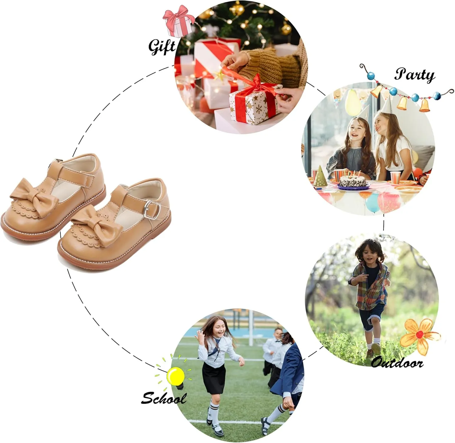 Felix & Flora Toddler Little Girl Princess Dress Shoes-Mary Jane Flats for Girl Party School Shoes