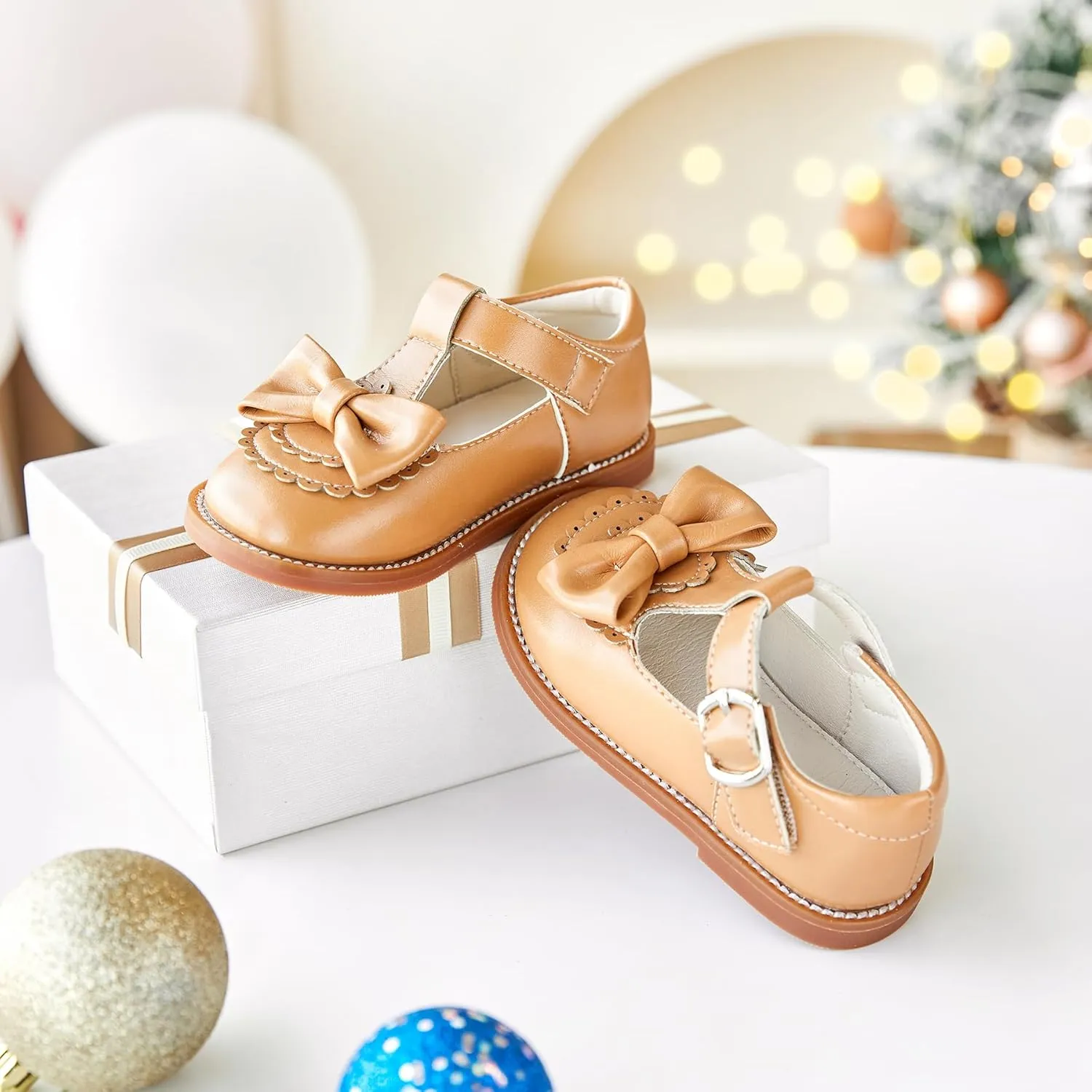 Felix & Flora Toddler Little Girl Princess Dress Shoes-Mary Jane Flats for Girl Party School Shoes